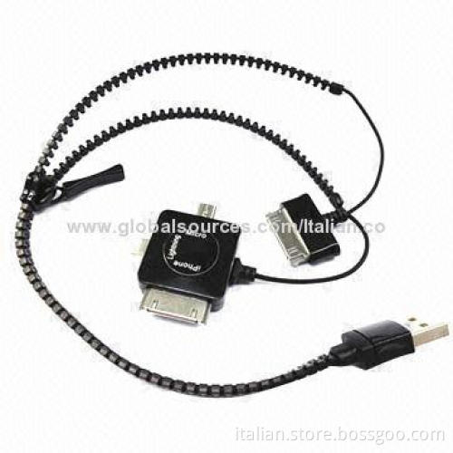 4-in-1 Zipper USB Cable for Apple or Samsung